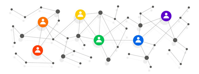 Leinwandbilder - Network user communication structure connect dots and lines background template. Tech linked global digital database graphic vector.