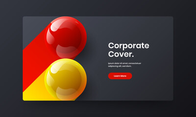Canvas Print - vivid leaflet vector design layout. geometric realistic balls corporate cover template.