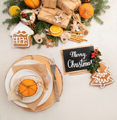 Poster - Christmas eco friendly table setting.