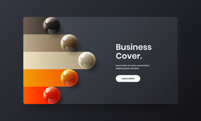 Wall Mural - Minimalistic site design vector illustration. Bright realistic balls annual report template.