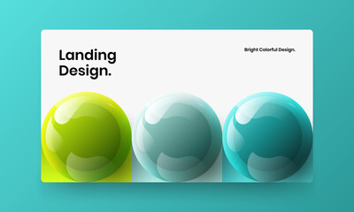 Wall Mural - Unique company cover design vector layout. Modern realistic balls poster concept.