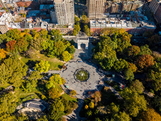 Wall Mural - Aerial view of Washington Square Park, New York city in autumn, lower Manhattan