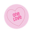 Pink love heart candy sweet, with one love message vector illustration.
