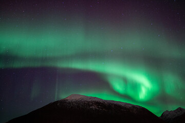 aurora borealis in the night sky over the lake