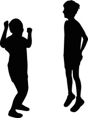 Wall Mural - a boy and  a girl jumping, silhouette vector