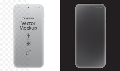Wall Mural - mobile phone vector mockup design. smartphone screens with black, white, transparent backgrounds.