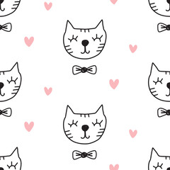 Wall Mural - Cute Fun Cats Seamless pattern
