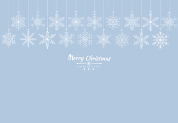 Wall Mural - Merry Christmas and Happy New Year background with Christmas tree made of snowflakes. Vector illustration