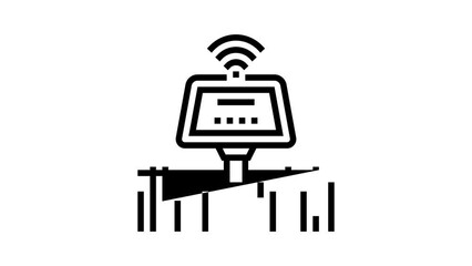 Wall Mural - sensor agriculture smart farm line icon animation