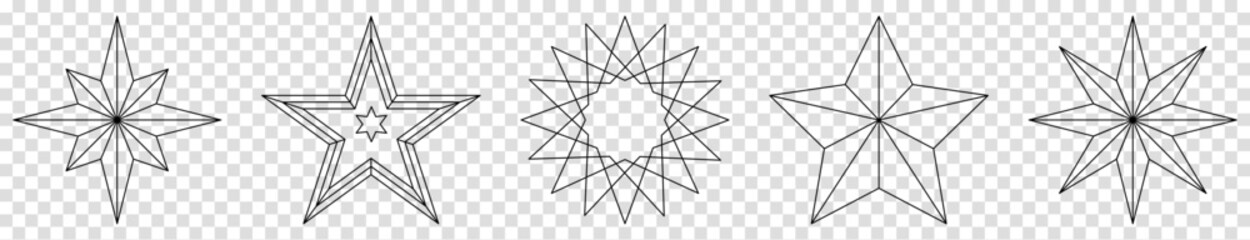 Wall Mural - christmas stars collection. vector illustration isolated on transparent background