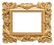 Leinwandbild Motiv PNG Golden picture frame baroque style transparent background