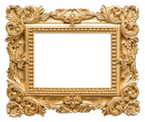 PNG Golden picture frame baroque style transparent background