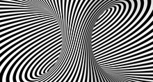 Black And White Lines Background Creating An Illusory Optical Effect.