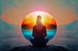 yoga meditation and power of  reiki healing , uses aspects of music to improve health and well being.  help your meditation and relaxation and slow life generative Ai           