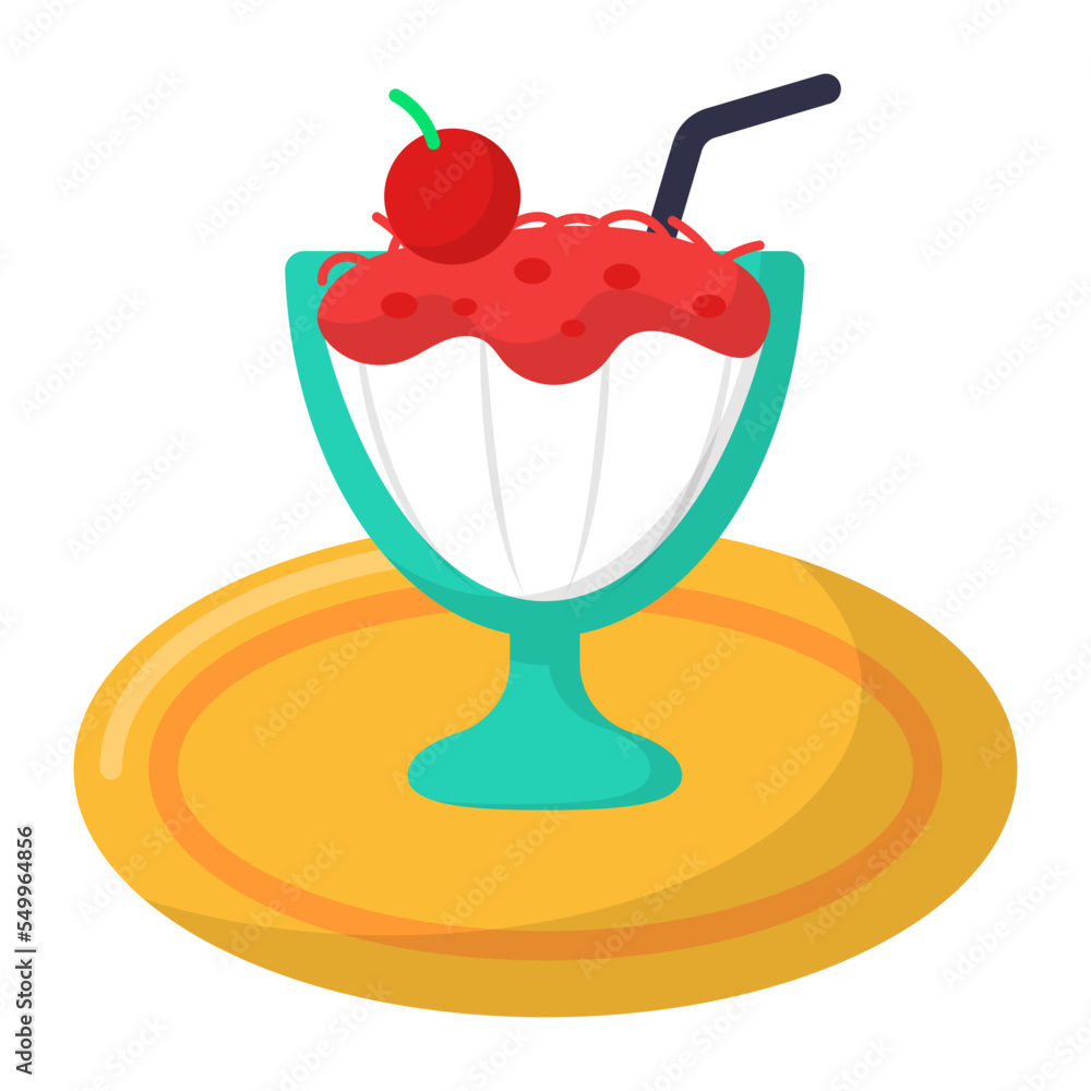 Rose Rabri Falooda Concept, bastani sonnati Faloodeh vector color icon ...