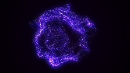 Leinwandbilder - Abstract blue sphere with connecting dots. Wireframe technology sphere of particles. Big data visualization. 3d rendering.