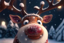 Cute reindeer in the snow