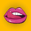 Lips, mouth and tongue in retro comic pop art style 