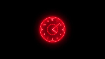 Poster - Red neon clock animated