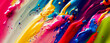 panorama Exploding liquid paint in rainbow colors with splashes 18 generative ai illustration