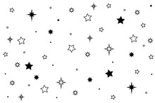 Pattern Of Star Doodle. Star Hand Drawn. Starry Background. Vector Seamless Pattern With Stars. Vector EPS 10.