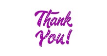 Thank You Animation, Is Suitable For Celebrations, Wishes, Events, Messages, Holidays, And Festivals. Animated Handwritten In Purple Color On The White Background Alpha Channel. Footage Motion Graphic