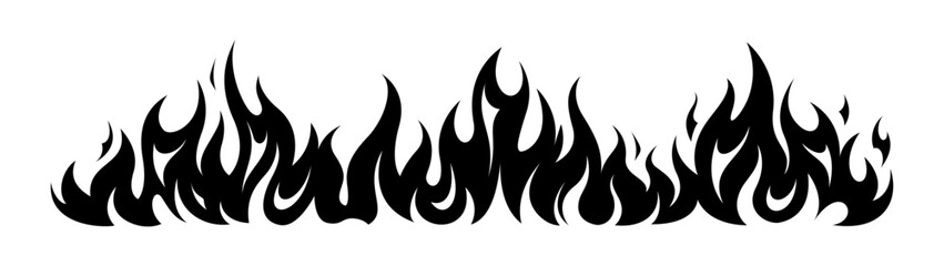 Wall Mural - flame fire border frame silhouette template set vector illustration clipart