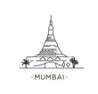 silhouette of Global Vipassana Pagoda. Mumbai in vector illustration