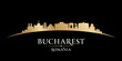 Bucharest Romania city silhouette black background