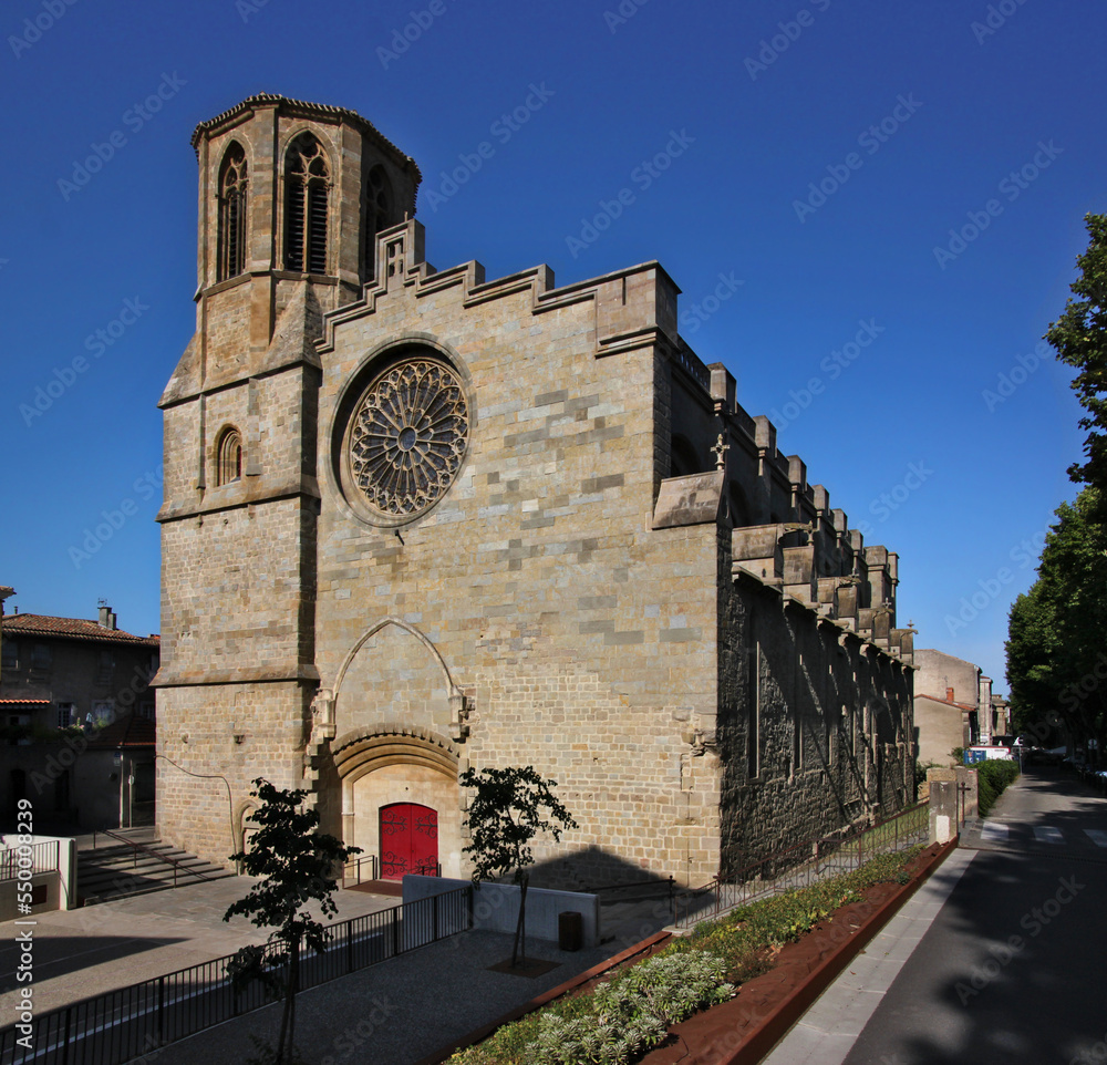 Gothic Facade Of St Michel Cathedral With Rose Window And Bell Tower In gothic-facade-of-st-michel-cathedral-with-rose-window-and-bell-tower-in