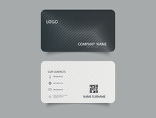 Business Elegant Card Layout With Gray Stripes. Advertising Leaflet