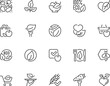 Organic Food. Healthy Eating. Fresh and Natural Meals. Vector Line Icons Set. Editable Stroke. 48x48 Pixel Perfect.