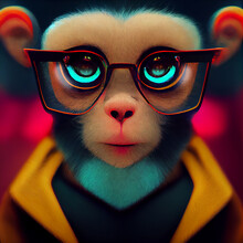 Colorful Cyber Monkey In Goggles
