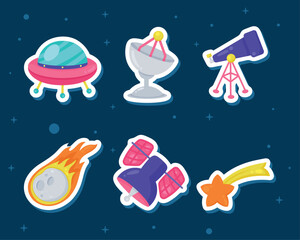 Wall Mural - six space outer icons