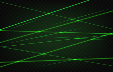 green laser beams and lights realistic background. security system scanner laser rays, science tech 