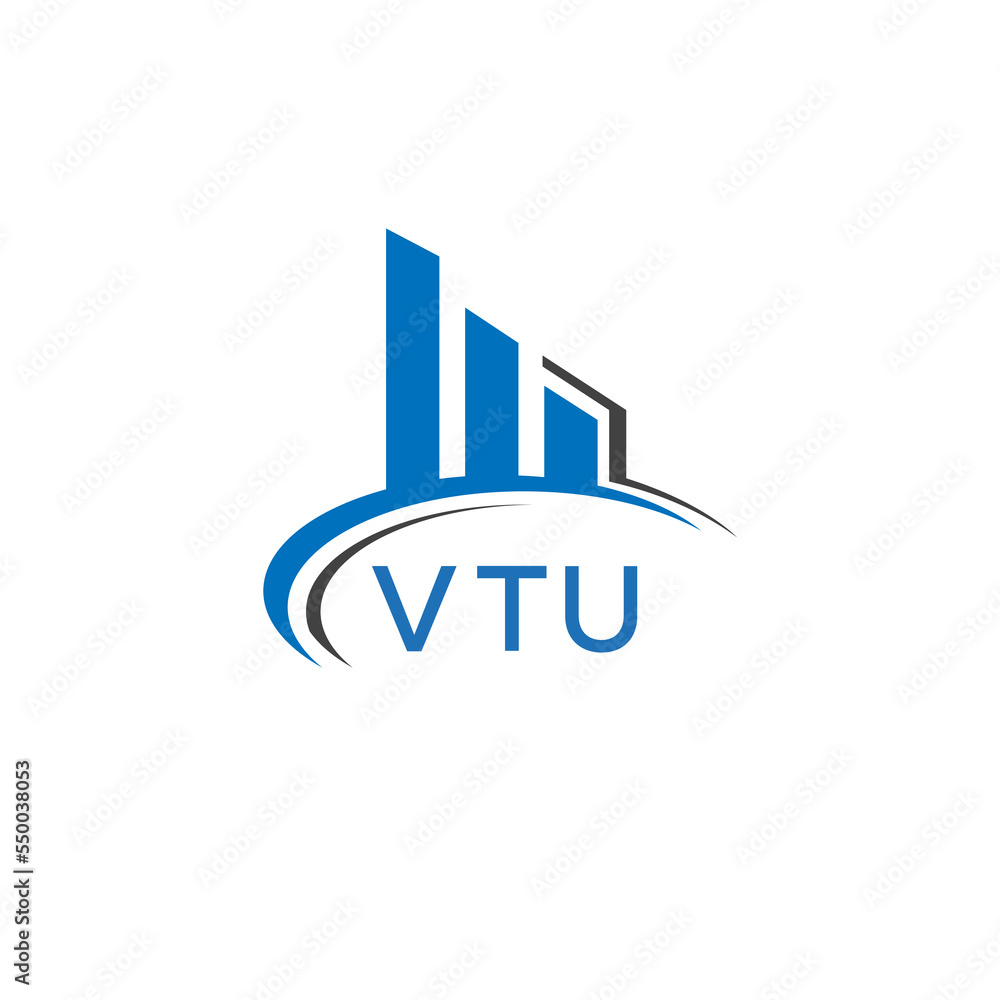 VTU letter logo. VTU blue image. VTU Monogram logo design for entrepreneur and business. VTU best icon.	
