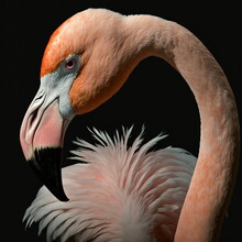 Flamingo Face Close Up Portrait - AI Illustration 03