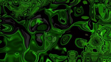 Canvas Print - Green dark glossy liquid motion animated background