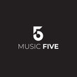 Number 5 plus negative space music sign logo icon