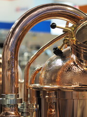 Canvas Print - Copper and brass complex distillation arrangement with inspection windows