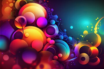 Wall Mural - abstract fractal background with glowing circles. abstract colorful lights background design.