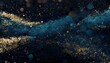 Background of abstract glitter lights. Gold and black abstract energy of wave particles 
