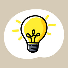 Wall Mural - hand drawn stylish illustration of a creative idea with a glowing light bulb