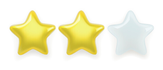 Three realistic glass rating stars filling with gold. Mesh gradients EPS10