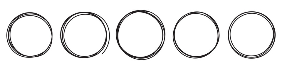 Wall Mural - Set of hand drawn circles frames on white background