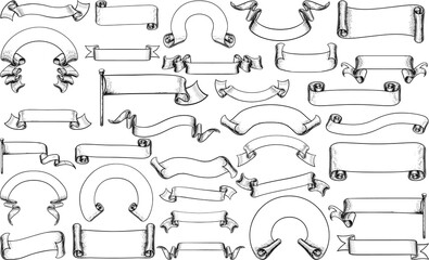 Wall Mural - scrolls vintage flag paper banners and ribbons
