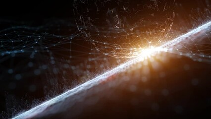 Sticker - rotation of network sphere with glowing light. artistic artificial intelligence globe in digital cyb