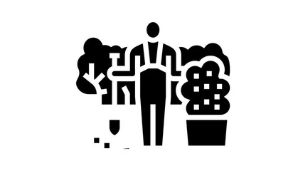 Wall Mural - landscaper business glyph icon animation
