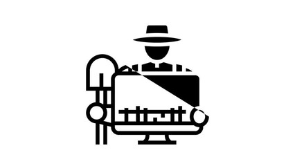 Wall Mural - smart farmer agriculture line icon animation
