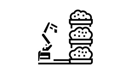 Wall Mural - robot farmer smart farm line icon animation